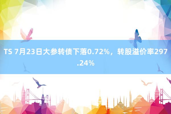   TS 7月23日大参转债下落0.72%，转股溢价率297.24%