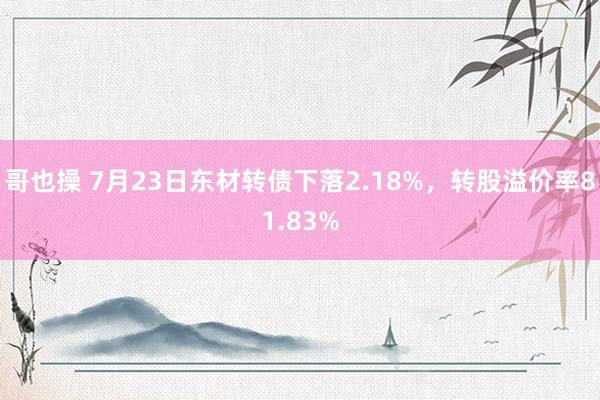   哥也操 7月23日东材转债下落2.18%，转股溢价率81.83%