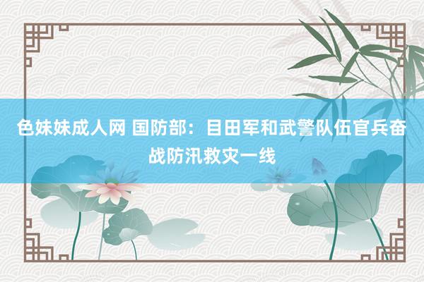   色妹妹成人网 国防部：目田军和武警队伍官兵奋战防汛救灾一线