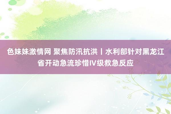   色妹妹激情网 聚焦防汛抗洪丨水利部针对黑龙江省开动急流珍惜Ⅳ级救急反应