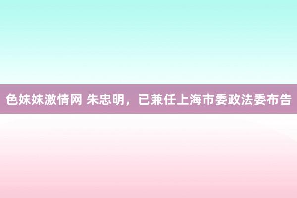   色妹妹激情网 朱忠明，已兼任上海市委政法委布告