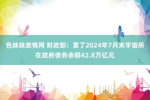   色妹妹激情网 财政部：罢了2024年7月末宇宙所在政府债务余额42.8万亿元